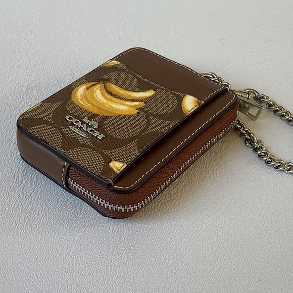 LAST 1 Coach Brown Signature Banana Print Zip Credit Card & I.D. Case NWT - Picture 6 of 6